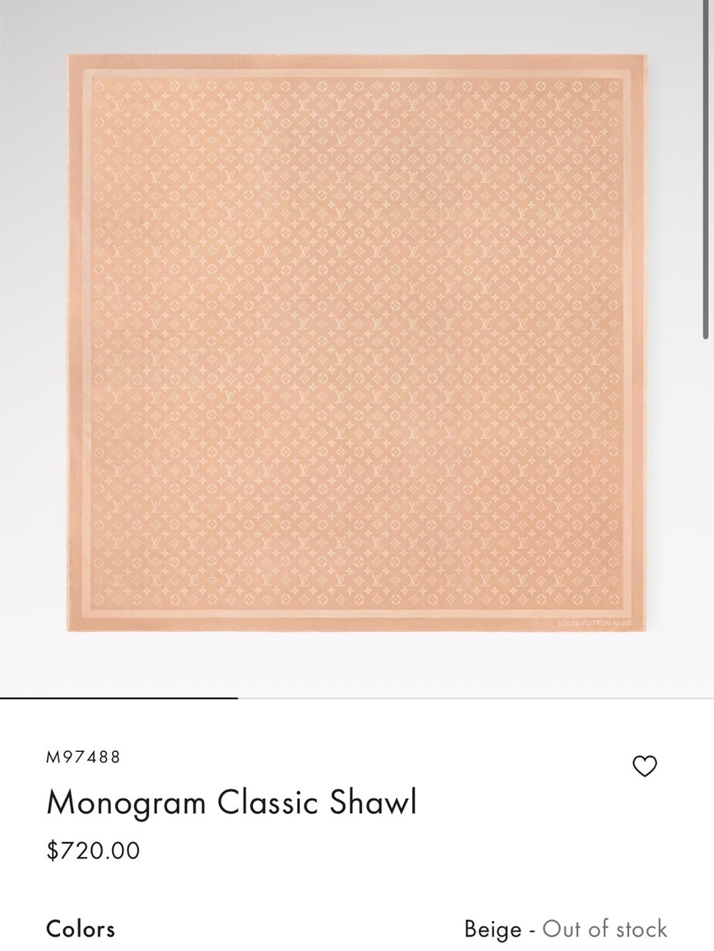 Louis Vuitton Monogram Classic Shawl Beige - Picture 3 of 5